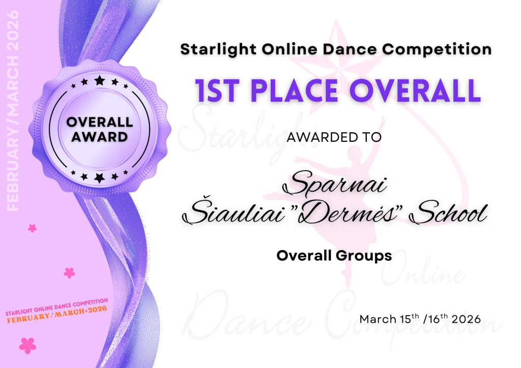 SPARNAI Šiauliai Dermės School OVERALL febmarch 2026 certificate